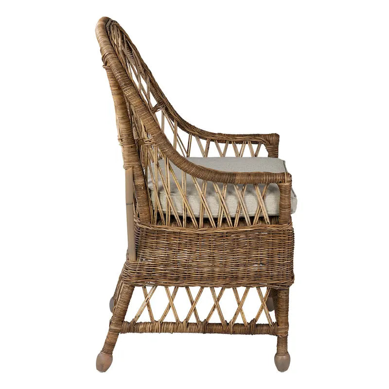 Sedia da pranzo imbottita Bayside Curvilinear Rattan di East at Main - 22x23x39