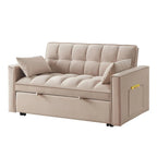 4-in-1 Pull-Out Sleeper Sofa Bed - Loveseat in Velvet -Convertible Couch Bed with Reclining Backrest,2 Side Pockets