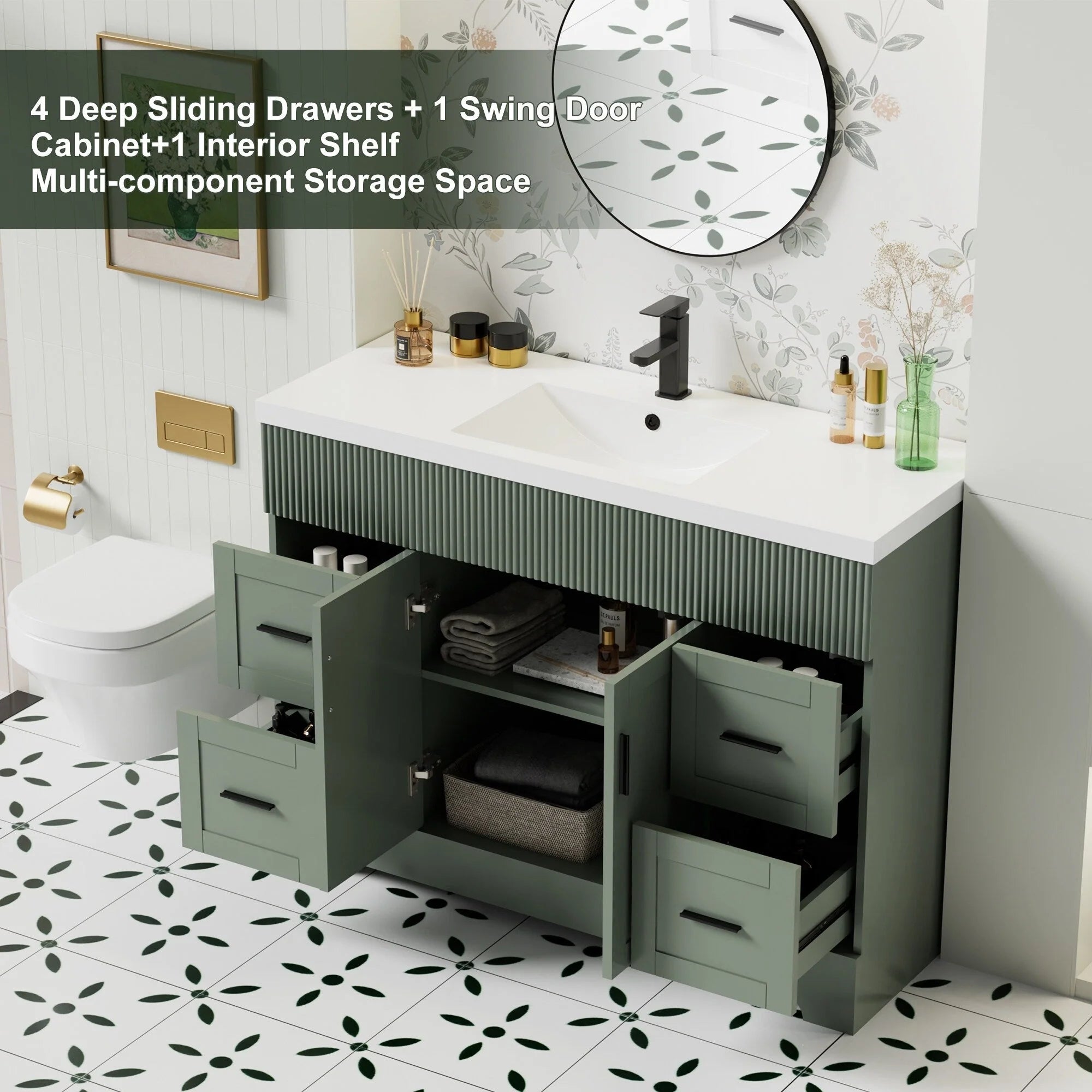 Mobile bagno 30/36/48 Wavy Line con lavabo e rubinetto
