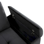 Divano sezionale a L a 5 posti con funzione letto, con pouf contenitore, vano contenitore nel bracciolo e ricarica USB per soggiorno, 84,75 pollici