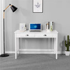 Yaheetech Writing Computer Desk, Modern Work Station with Removable Floating Organizer, 4 Drawers, Pine Wood Legs