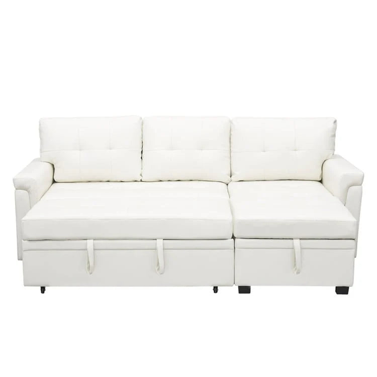 Divano componibile convertibile reversibile con letto estraibile, chaise longue con contenitore nascosto e gambe durevoli