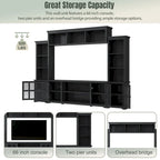 Entertainment Wall Unit with Bridge, Tempered Glass Doors for TVs Up to 70