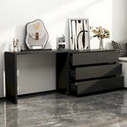 32.7H Rotating Dresser and Desk 6 Drawer Dresser Makeup Vanity White/Black