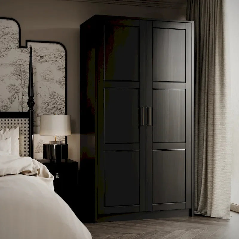 Palace Imports Armadio a 2 ante in 100% legno massello Urban con ante a specchio e in legno massello