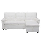 Divano componibile convertibile reversibile con letto estraibile, chaise longue con contenitore nascosto e gambe durevoli