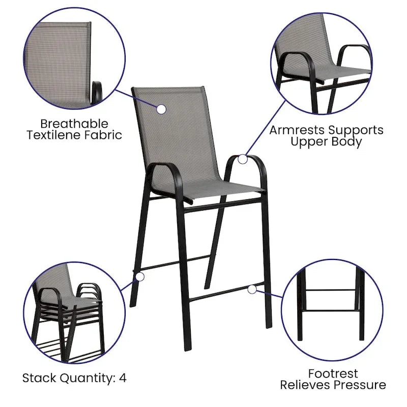 Set di 4 Sgabelli da Bar da Esterno in Materiale Flex Comfort - Sgabello da Giardino