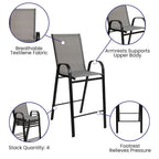 Set di 4 Sgabelli da Bar da Esterno in Materiale Flex Comfort - Sgabello da Giardino