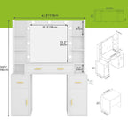 Toeletta con prese incorporate e specchio illuminato, 55,1A x 43,3L x 15,74P