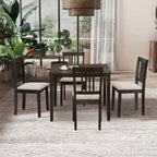Set Tavolo e Sedie per Colazione in Cucina, Tavolo da Pranzo Quadrato in Legno, Tavolo da Pranzo Casuale con 4 Sedie Imbottite