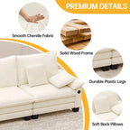 Set di mobili per soggiorno, Set divano componibile modulare con pouf per soggiorno, Divano convertibile