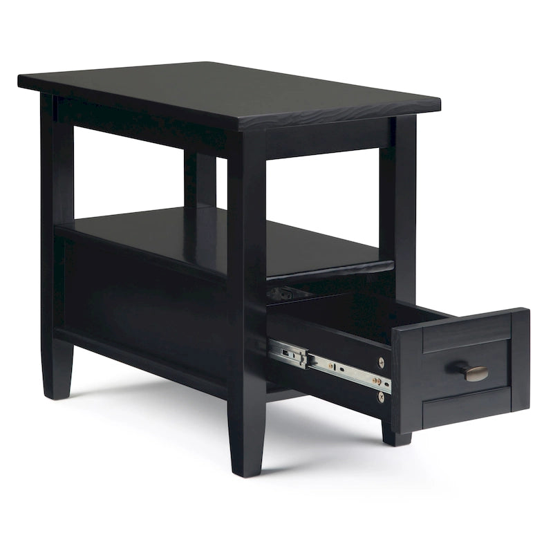 WYNDENHALL Norfolk SOLID WOOD 14 inch Wide Rectangle Transitional Narrow Side Table - 14 Inches wide
