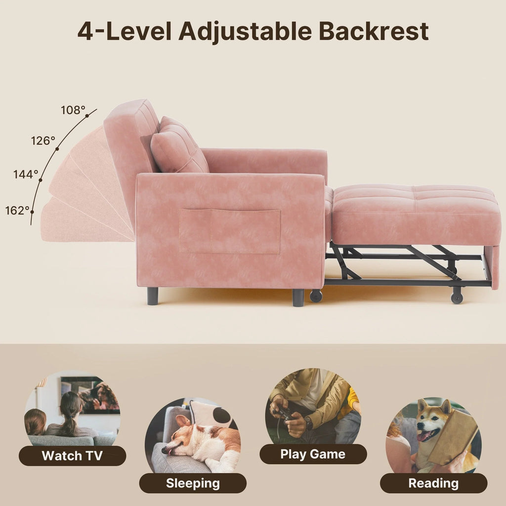 Divano letto trasformabile 3-in-1, Poltrona letto estraibile, Letto pieghevole convertibile per soggiorno