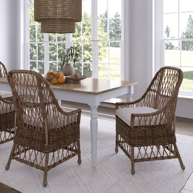 Sedia da pranzo imbottita Bayside Curvilinear Rattan di East at Main - 22x23x39