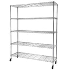 5-Tier Steel Wire Shelving with Wheels - (59.06 x 17.72 x 70.87)