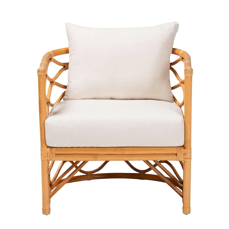 Poltrona Acelynn in Rattan Chiaro Miele Stile Bohemien