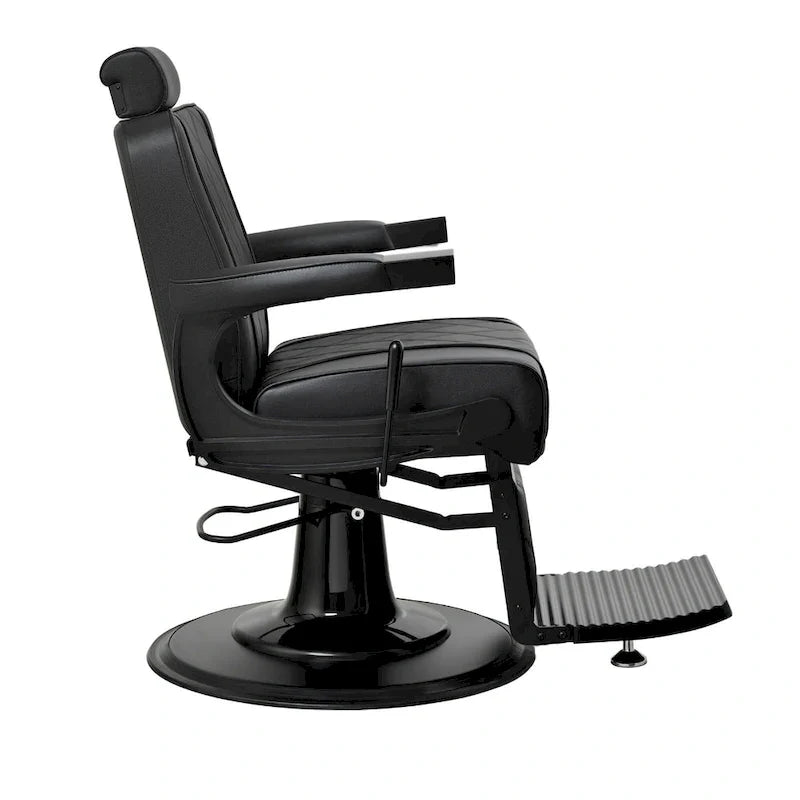 ROGERS Poltrona da Barbiere Reclinabile con Struttura Robusta, Nera
