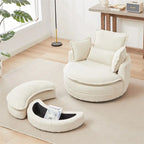 Poltrona girevole oversize con pouf contenitore Moon con 4 cuscini
