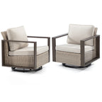 Cozywor 2-Piece Patio Wicker Outdoor Rocking Chair with Metal Frame and Cushions
