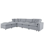 Divano componibile moderno a U, 2 grandi chaise longue con pouf rimovibili