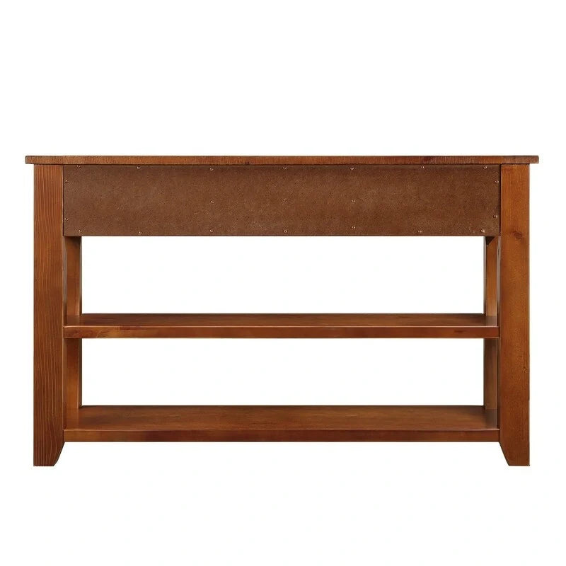Wood Console Table with 3 Storage Drawers and 2 Shelves