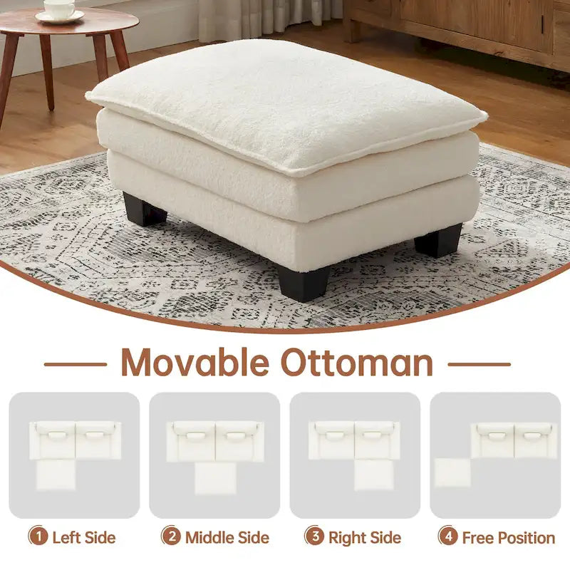 Modular Sectional Sofa, Comfy Cloud Couch Sectional Sofa with Ottoman, Deep Seat Sofa Sleeper for Living Room