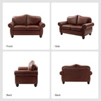 Angel Transitional Genuine Leather Sofa With Tufted Back by HULALA HOME