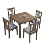Set Tavolo e Sedie per Colazione in Cucina, Tavolo da Pranzo Quadrato in Legno, Tavolo da Pranzo Casuale con 4 Sedie Imbottite