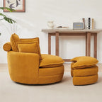 Poltrona girevole oversize con pouf contenitore Moon con 4 cuscini