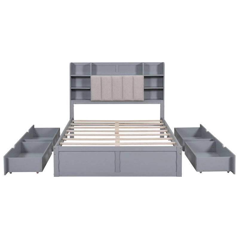 Struttura letto con 4 cassetti contenitore portatili sotto il letto
