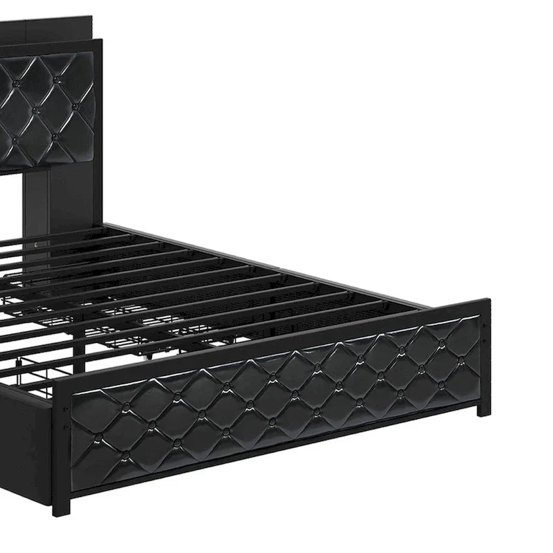 Moasis Letto Matrimoniale Queen Size con Struttura in PU e LED, Imbottito, con Piattaforma