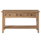 Tavolo Consolle Rustico in Pino Massiccio per Ingresso, Bianco Decapato / Marrone Antico / Grigio Decapato / Non Verniciato, 3 Cassetti