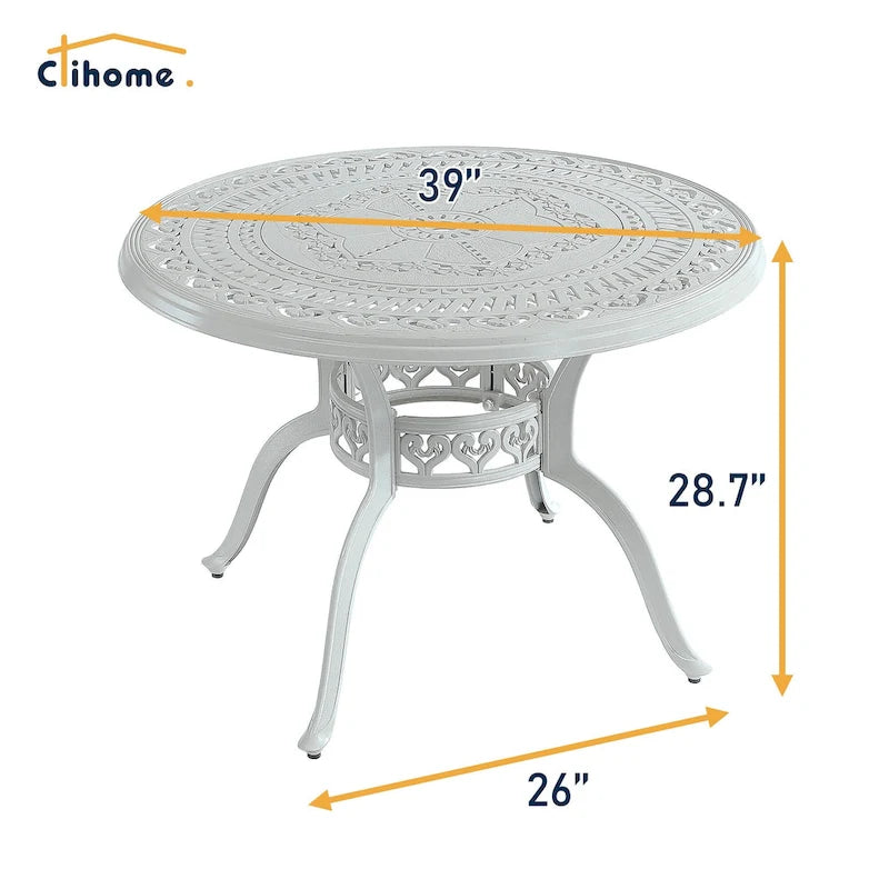 5-Piece Cast Aluminum Patio Dining Set with 4 Swivel Chair