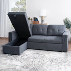 Divano componibile convertibile reversibile con letto estraibile, chaise longue con contenitore nascosto e gambe durevoli