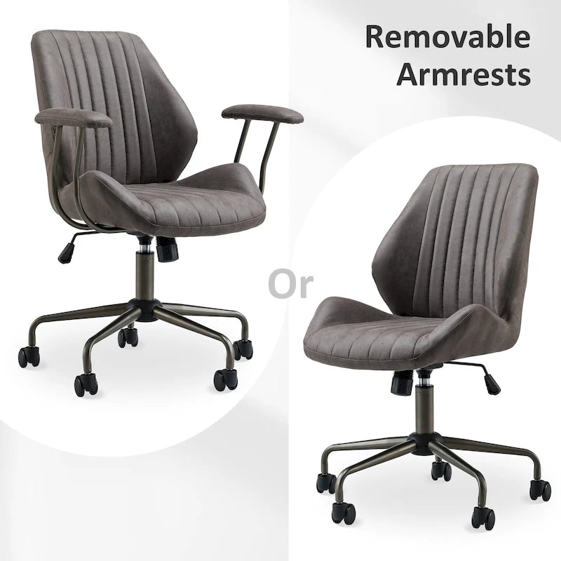 OVIOS Sedia da ufficio ergonomica in tessuto scamosciato con supporto lombare