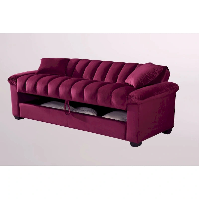 82.7 Velvet Storage Convertible Sofa Sleeper Couch with 2 Pillows