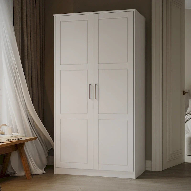 Palace Imports Armadio a 2 ante in 100% legno massello Urban con ante a specchio e in legno massello