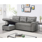 Divano componibile convertibile reversibile con letto estraibile, chaise longue con contenitore nascosto e gambe durevoli