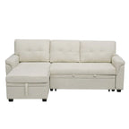 Divano componibile convertibile reversibile con letto estraibile, chaise longue con contenitore nascosto e gambe durevoli
