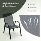4 Pieces Stackable Patio Dining Chairs Set with Armrest - 29 x 21.5 x 35.5 (L x W x H)
