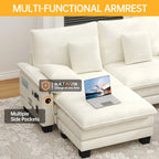 Set di mobili per soggiorno, Set divano componibile modulare con pouf per soggiorno, Divano convertibile
