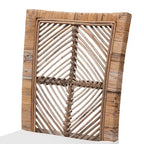 Sedia da pranzo Laluna bohémien moderna in rattan/legno di mogano con cuscino