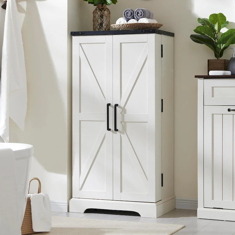 47 Armadietto da Cucina Dispensa, Mobile Contenitore con Ante Scorrevoli Stile Fienile - N/D