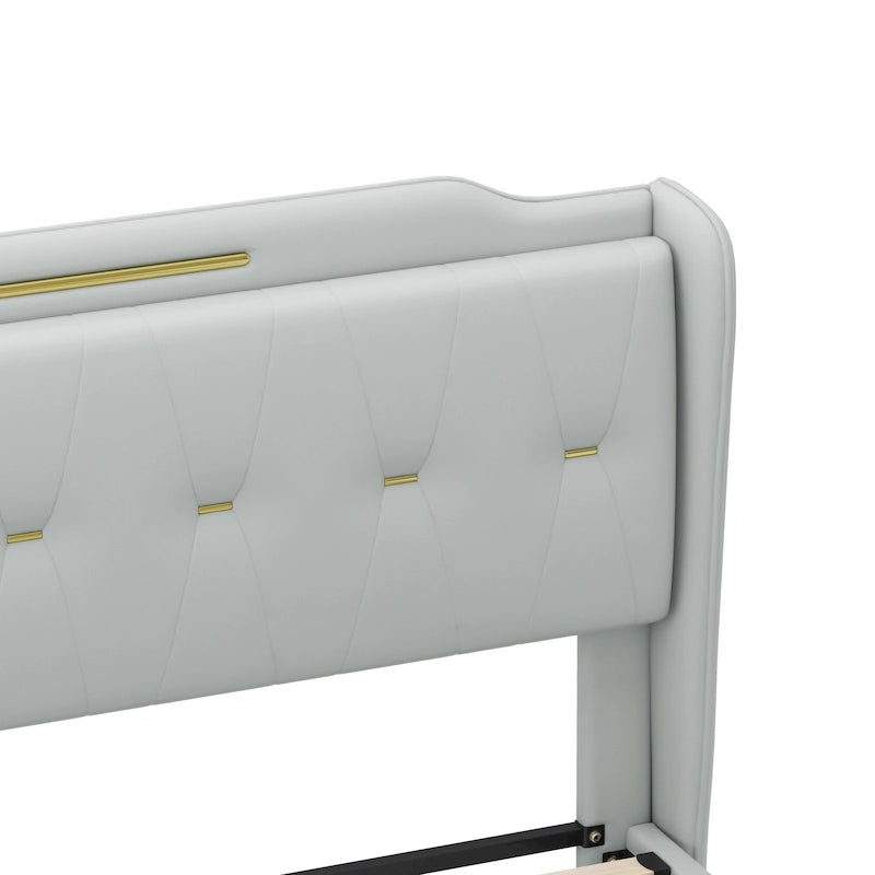 Letto moderno imbottito in pelle PU Uphou di Christopher Knight Home