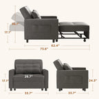 Divano letto trasformabile 3-in-1, Poltrona letto estraibile, Letto pieghevole convertibile per soggiorno