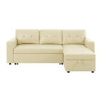 Divano componibile convertibile reversibile con letto estraibile, chaise longue con contenitore nascosto e gambe durevoli