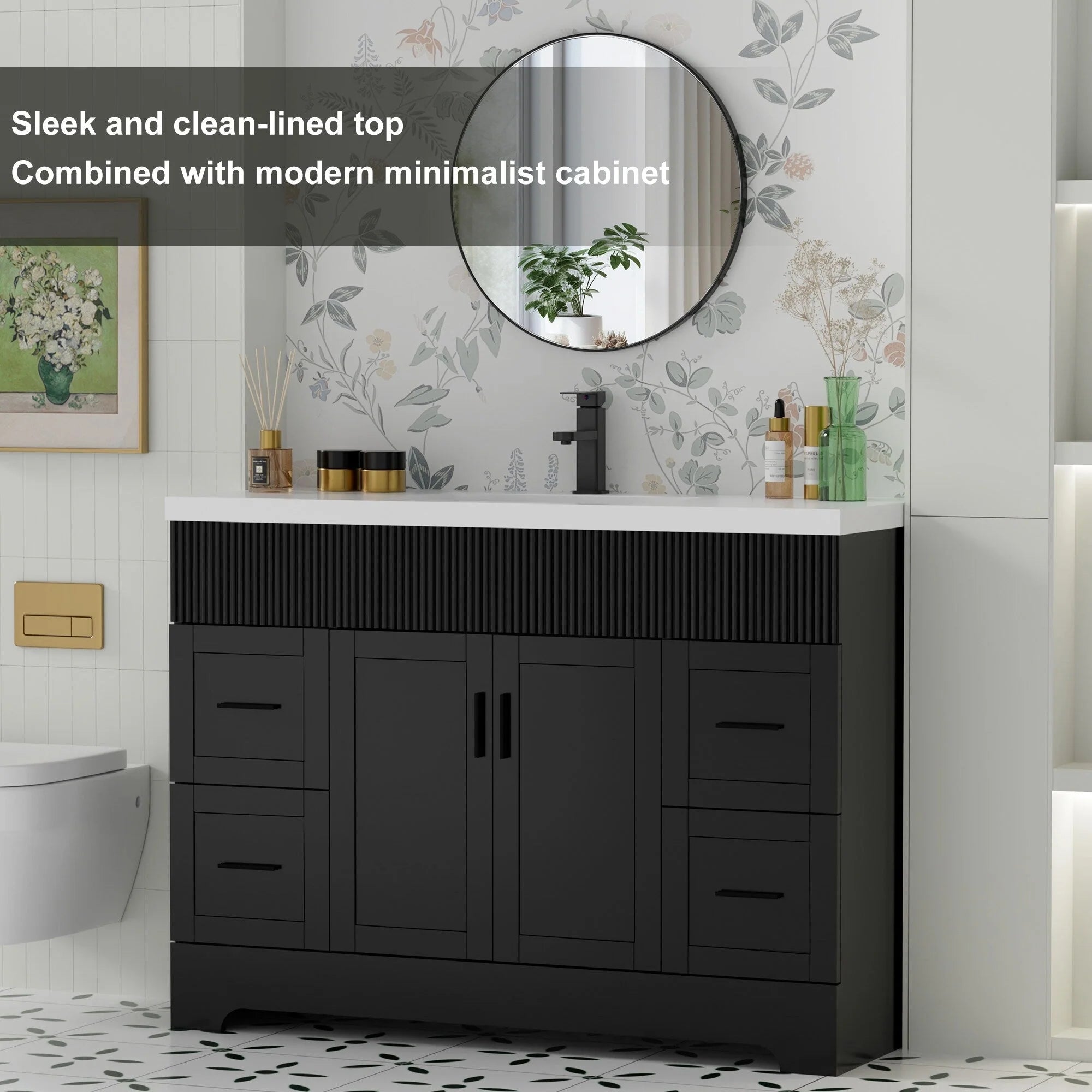 Mobile bagno 30/36/48 Wavy Line con lavabo e rubinetto