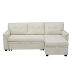 Divano componibile convertibile reversibile con letto estraibile, chaise longue con contenitore nascosto e gambe durevoli