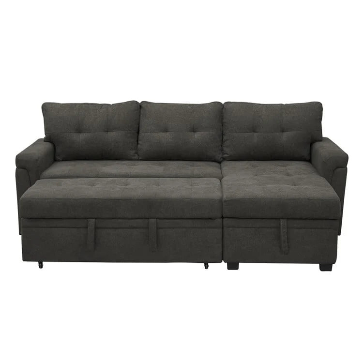 Divano componibile convertibile reversibile con letto estraibile, chaise longue con contenitore nascosto e gambe durevoli