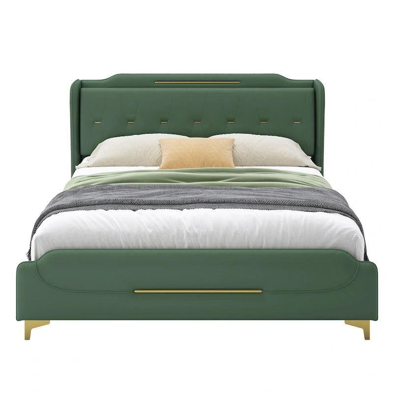 Letto moderno imbottito in pelle PU Uphou di Christopher Knight Home
